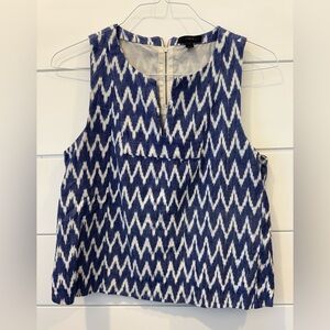 J. Crew Navy and White Zigzag Blouse